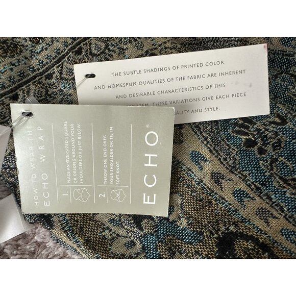 ECHO Wrap Bohemian Ethnic Print Scarf Large shoulder Head Wrap Hair Scarf India - Picture 5 of 12